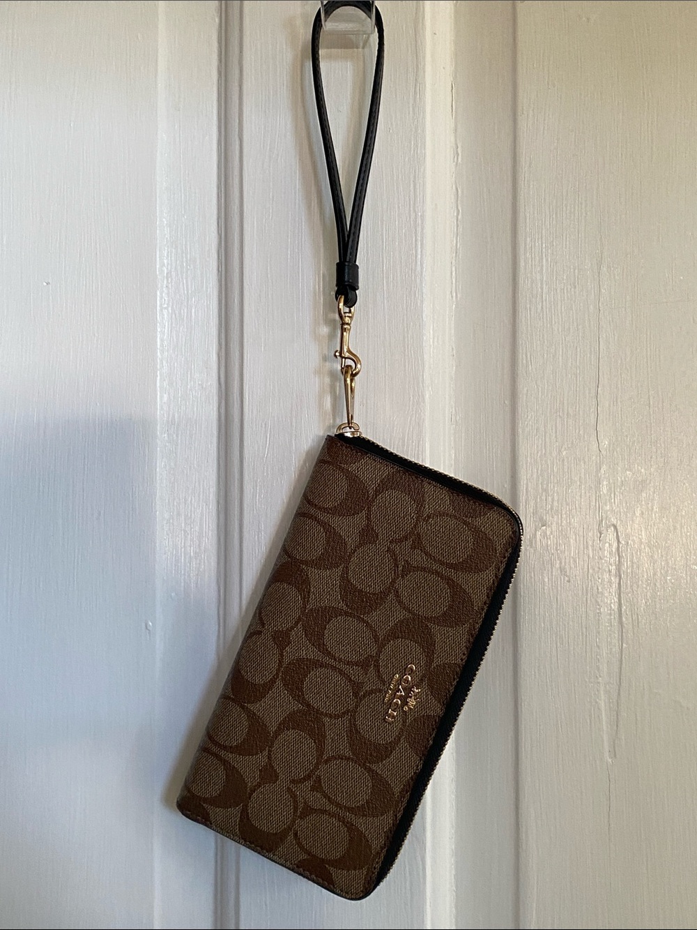 Coach Brown Tan Signature Zip Wallet Wristlet - Picture 6 of 16